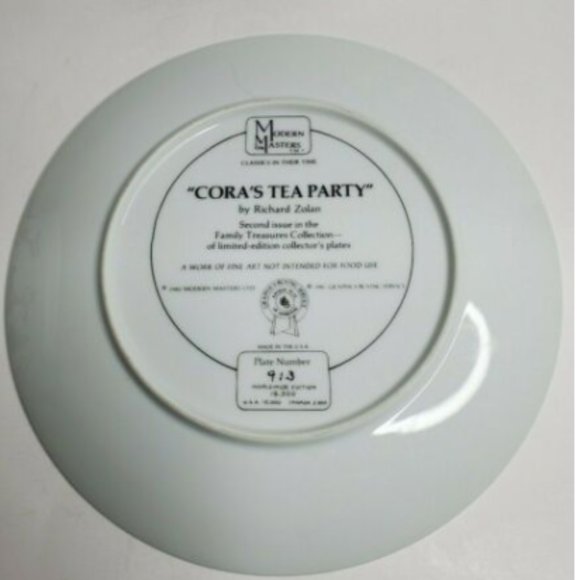 1982 Modern Masters "Cora's Tea Party" Coll Plate - Picture 2 of 2